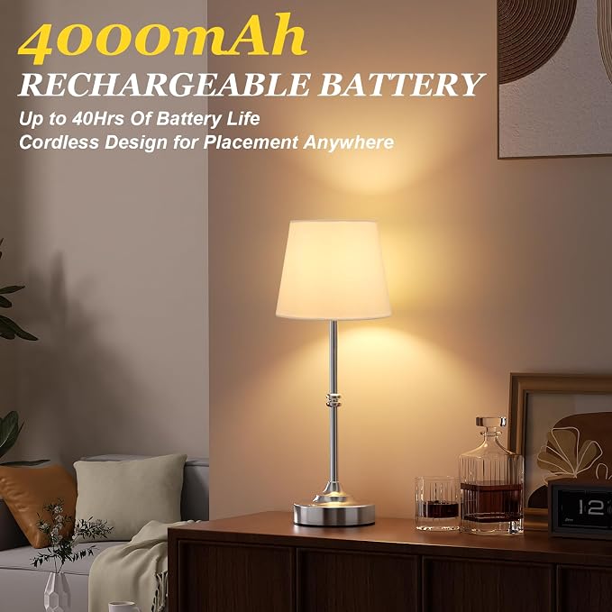 Kakanuo Rechargeable Cordless Table Lamp Silver - Image 4