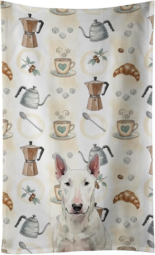 Caroline's Treasures White Bull Terrier Coffee Bar Kitchen Towel Velour Plush by CarolinesTreasures