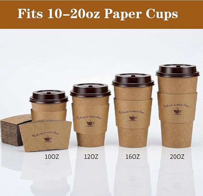 200 Packs Disposable Coffee Cup Sleeves, Thickened Corrugated Paper Cup Holder - Image 5
