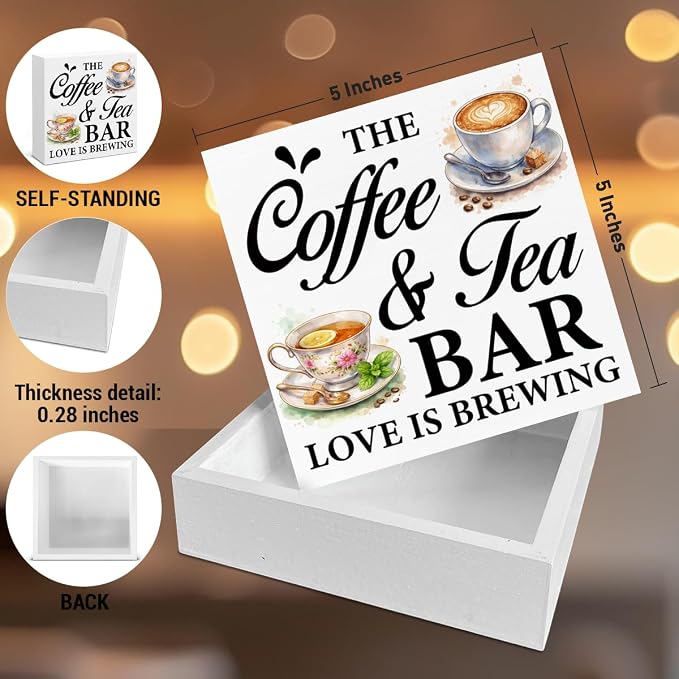 Coffee Bar Decor, Funny Tea Station Table Decor, The Coffee & Tea Bar Love Is - Image 2