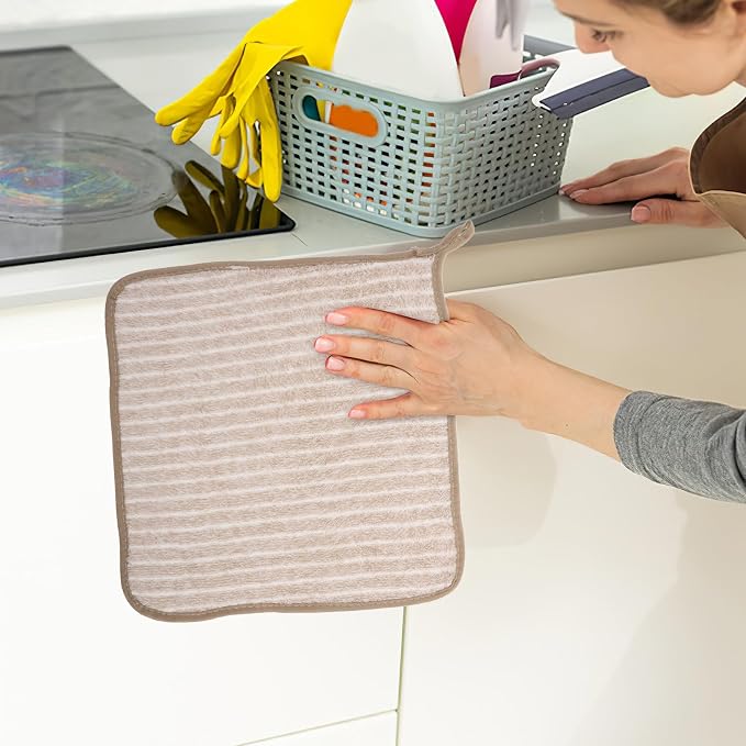 10pcs Large Coffee Brown Kitchen Dishcloths Soft Absorbent Wash Cloths - Image 7