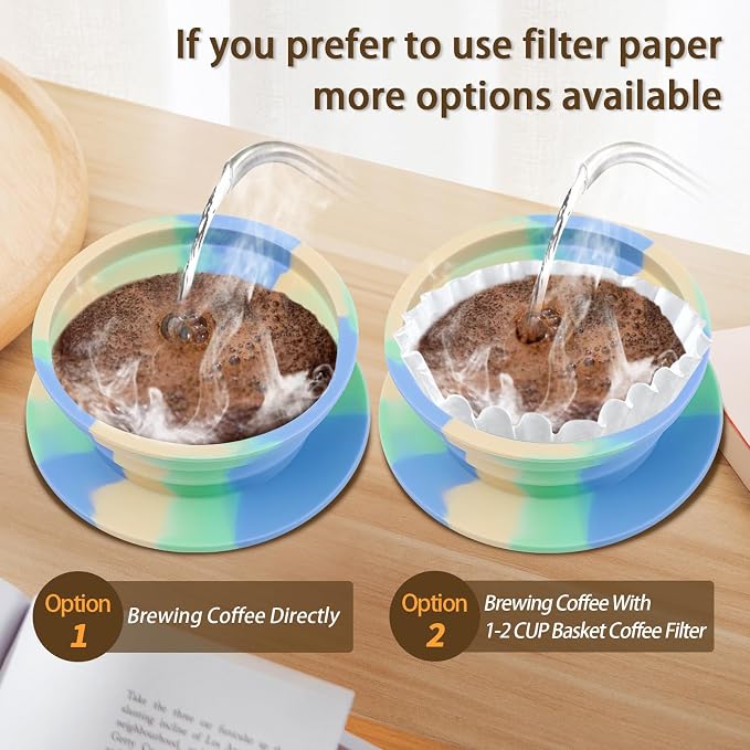 Collapsible Travel Pour Over Coffee Dripper Kit Single Cup, Paperless Camping - Image 7