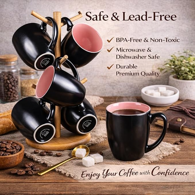 GBhome 16oz Coffee Mugs Set of 6, Large Ceramic Coffee Mugs - Image 8
