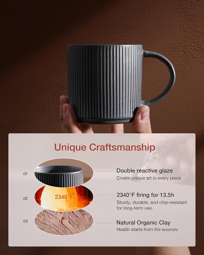 famiware Coffee Mug Set for 4, Star 12 oz Catering Mugs Cup Set - Image 3