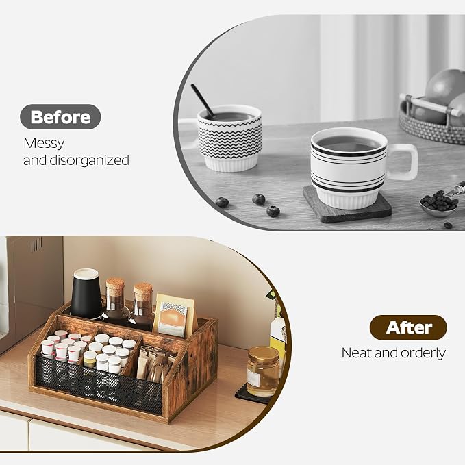 YATINEY Coffee Pod Organizer, Wooden Coffee Bar Organizer - Image 4