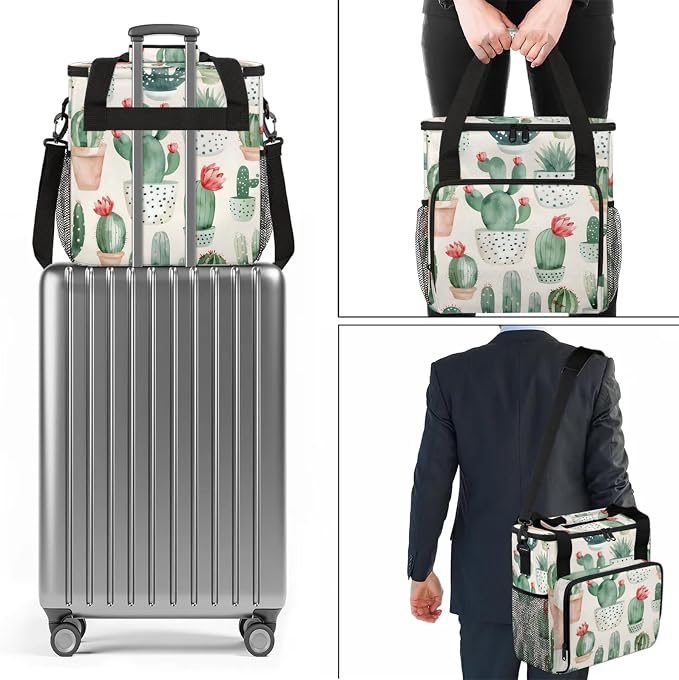 Cactus Coffee Maker Carring Bag, Large Insulated Storage Organizer Case Tote - Image 7