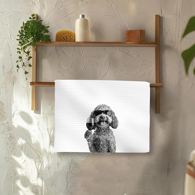 Cockapoo Gifts Coffee Wine Kitchen Towels Set of 2, Coffee Dog Dish Tea Towel - Image 4