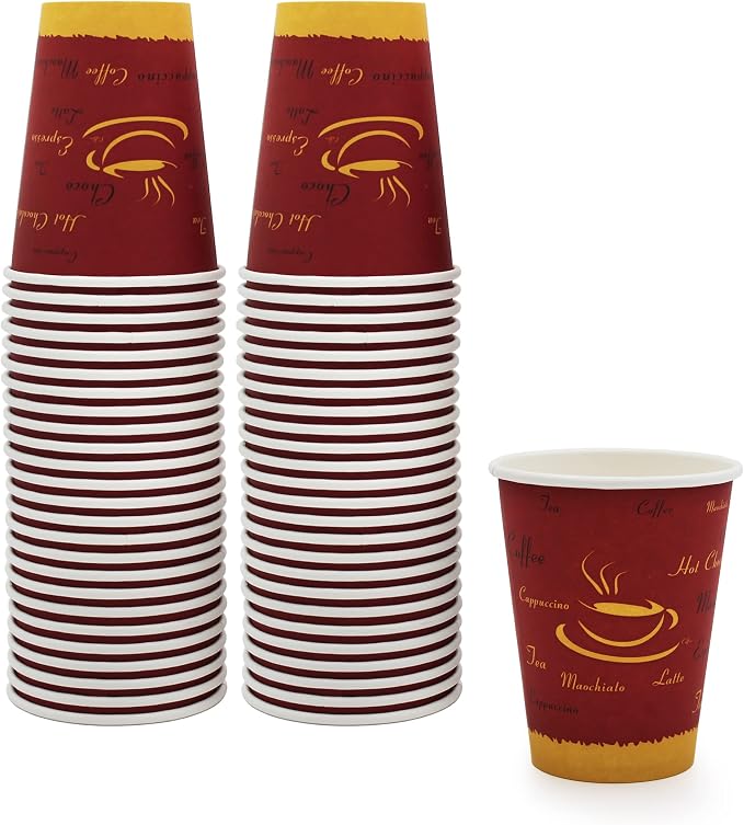 PAMI Disposable Coffee Cups, Single-Use Paper Cups, To-Go Hot Beverage Cups by PAMI