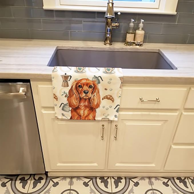 Caroline's Treasures Ruby English Toy Spaniel Coffee Bar Kitchen Towel Velour - Image 2