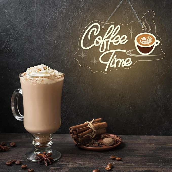 Coffee Time Neon Sign Latte Art Neon Lights Neon Bar Signs - Image 2