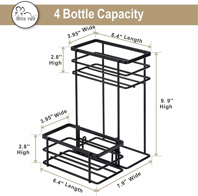 Coffee Syrup Organizer, 4 Bottle Capacity Syrup Stand, 2 Tier Syrup Rack - Image 2