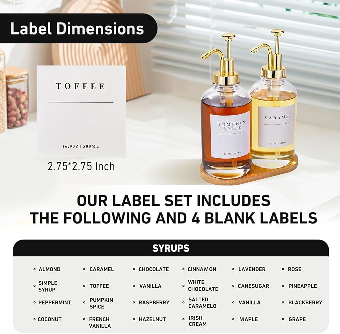 Coffee Syrup Dispenser for Coffee Bar, Coffee Syrup Pump Dispenser, Glass Syrup - Image 3