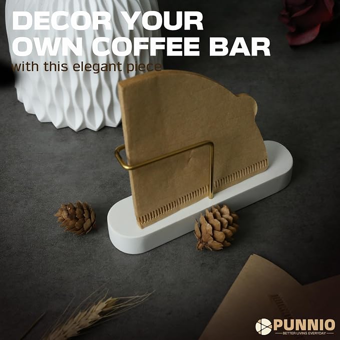Coffee Filter Holder Storage, Marble & Brass Rack Coffee Filter Container - Image 6