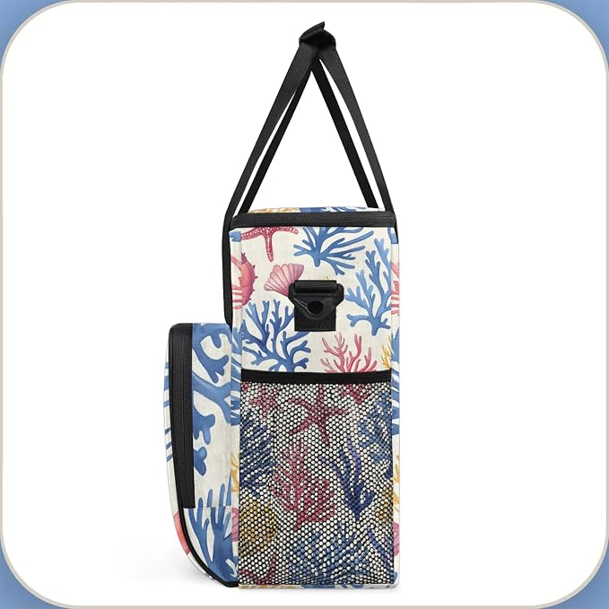 Coastal Starfish Seashell Coffee Maker Carring Bag, Large Insulated Storage - Image 4
