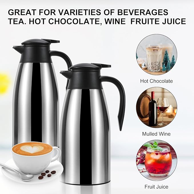 70 oz Thermal Coffee Carafe for keeping hot, Updated Carafe for hot liquid - Image 4