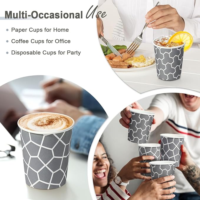 400 Pack Paper Cups 8 oz, Disposable Paper Coffee Cups, 8oz Hot/Cold Beverage - Image 6