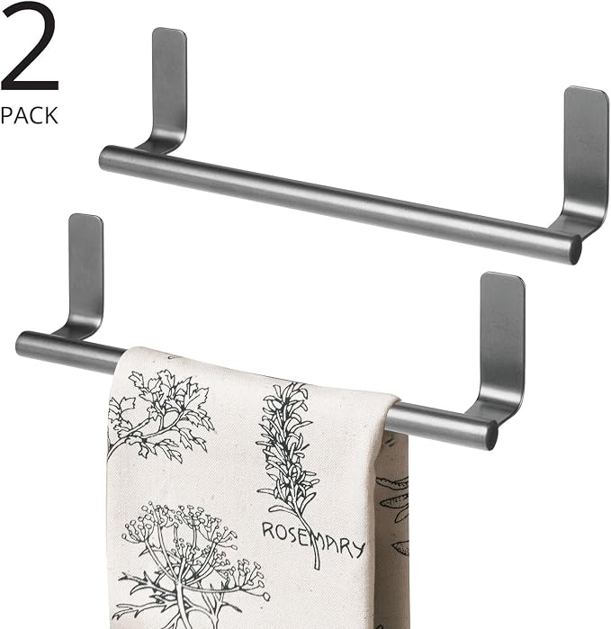mDesign Steel Wall-Mounted Towel Rack Storage Holder - Image 2