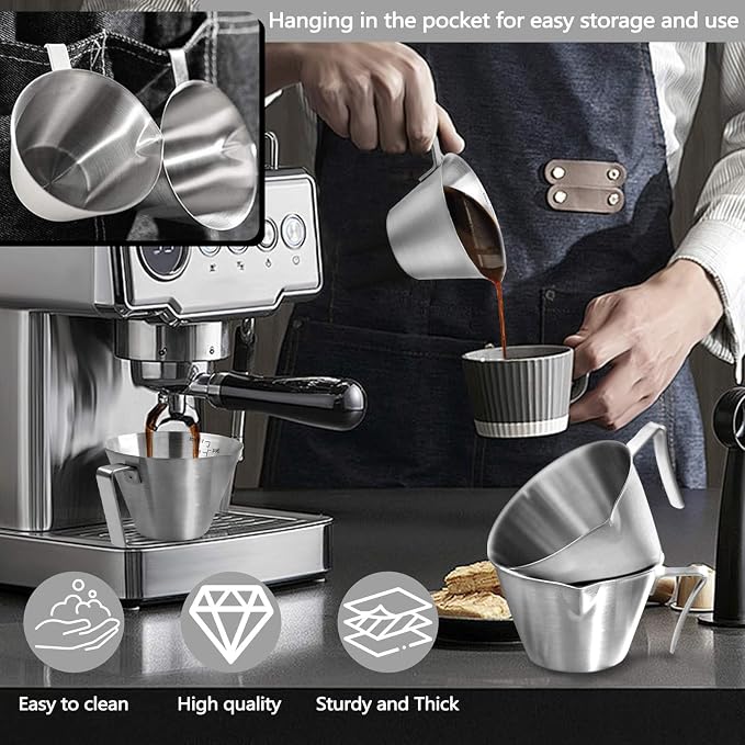 2 Packs 3.38 OZ/100 ML Stainless Steel Espresso Measuring Cup, Metal Espresso - Image 5