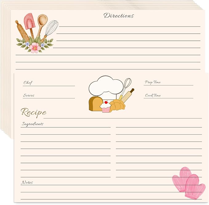 YOJO Recipe Cards, Double Sided Thick Cardstock, Recipe Index Cards by YOJO