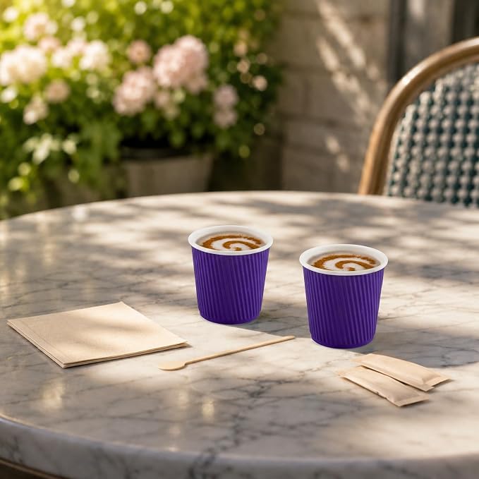 Restaurantware-4 Ounce Paper Coffee Cups, 25 Ripple Wall Disposable Paper Cups - Image 4