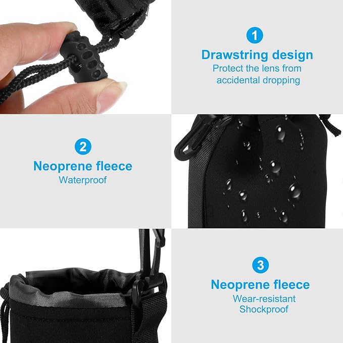 PATIKIL Camera Lens Bag, 3.5" IDx7.1 H Drawstring Lens Pouch - Image 4