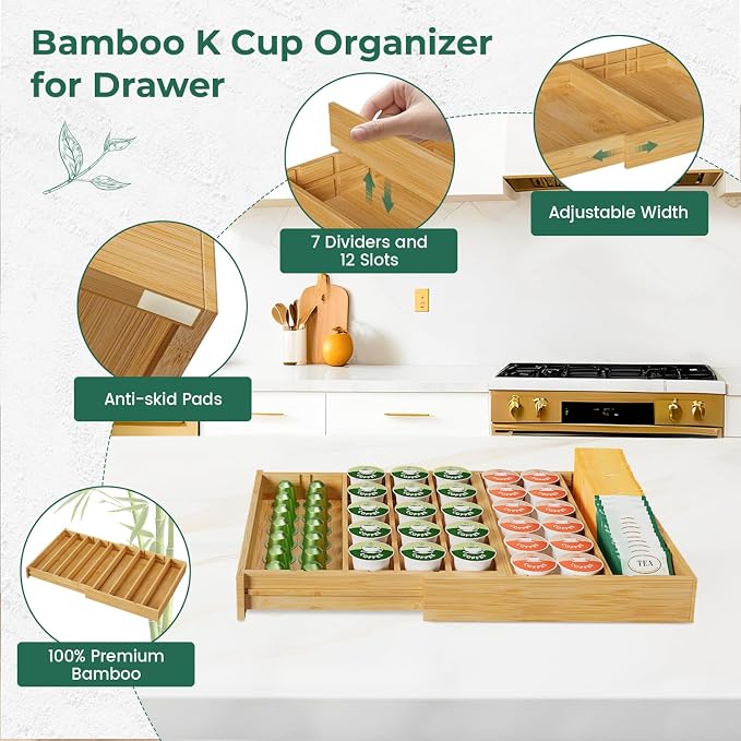 EsLuker.ly Bamboo Coffee Pod K Cup Holder Organizer - Image 7