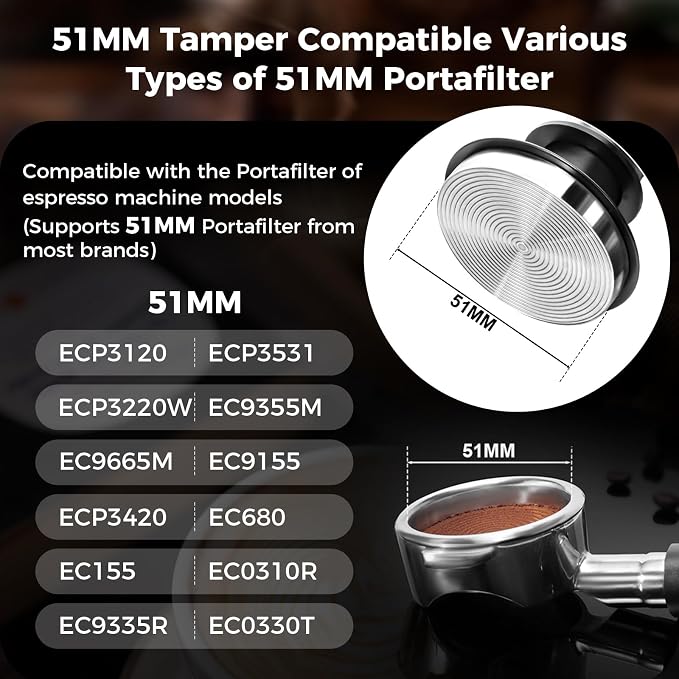 IKAPE 51mm Espresso Tamper Kit 4 in 1 Black, Complete Portafilter accessory set - Image 2