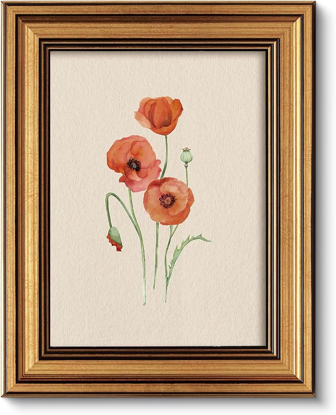 ARPEOTCY Vintage Gold Framed Canvas Wall Art, Botanical Floral Artwork by ARPEOTCY