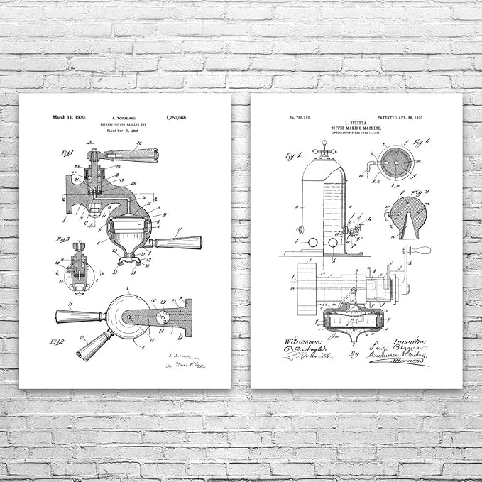 Espresso Patent Prints Set of 2, Restaurant Decor, Barista Gift, Espresso Bar by Unknown