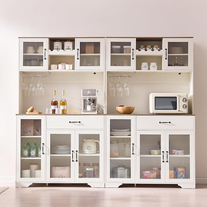 Fatmok 71" Pantry Cabinet with Wine Rack and Charging Station, Adjustable by Fatmok