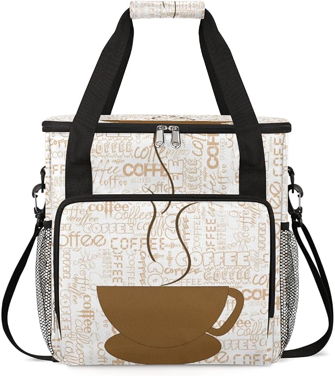 Coffee Cup Coffee Maker Carring Bag Coffee Texts Travel Carrying Storage Tote by FengQuGou