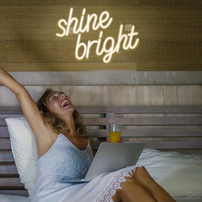 LooKLight Shine Bright Neon Sign, Warm White Neon sign Neon Light Sign - Image 6