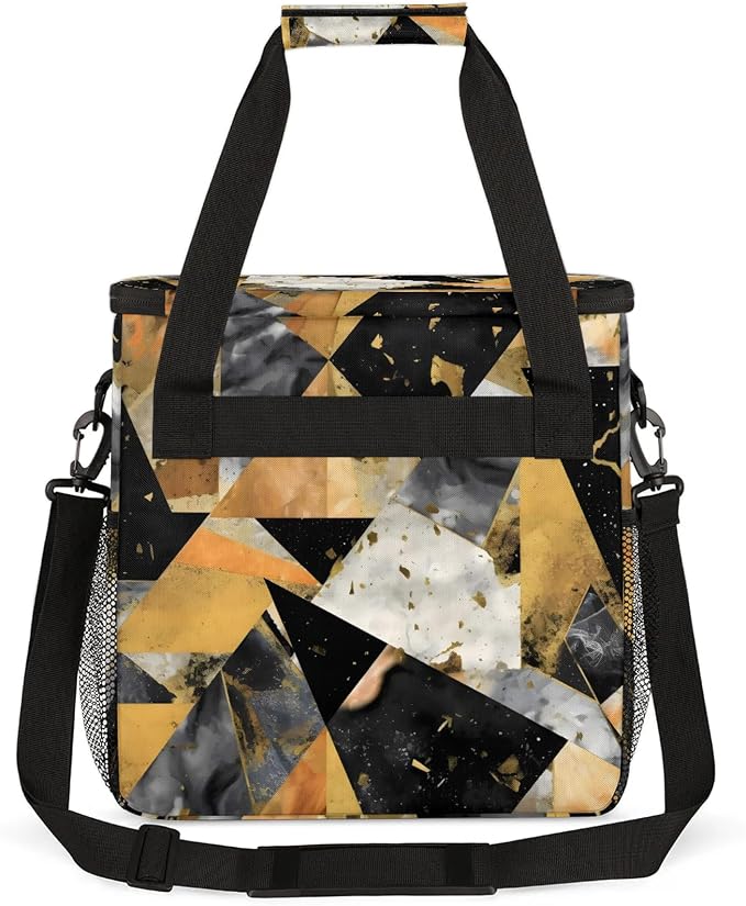 Black Gray Gold Marble Coffee Maker Carring Bag, Large Insulated Storage - Image 5