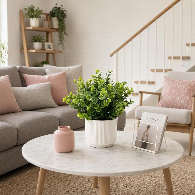 Small Artificial Eucalyptus Potted Plant, 9 in, Bathroom Decor | Small green - Image 6