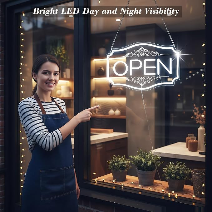 22" x 13" Open Sign for Business, LED Dimmable Neon Open Sign - Image 3