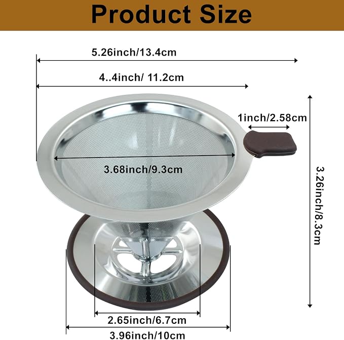 Waziaqoc Pour Over Coffee Dripper, Reusable Paperless Coffee Filter - Image 2
