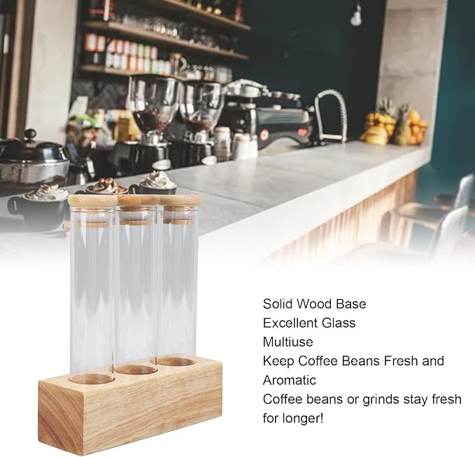 Asixxsix Coffee Bean Jars Canisters, Glass Tubes Single Dose Coffee Bean Storage - Image 3