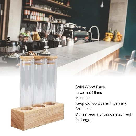 Coffee Bean Jars Canisters Solid Wood Base Airtight Storage Containers Single - Image 9