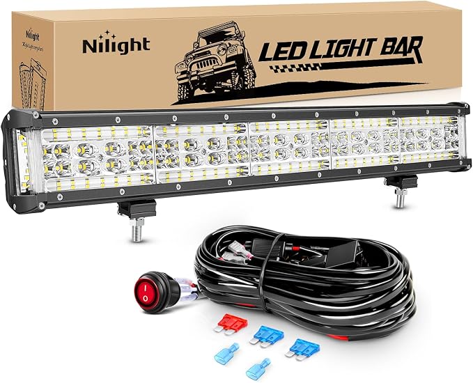 Nilight 22 Inch Side Shooter LED Light Bar Quadruple Row Spot Flood Combo by Nilight
