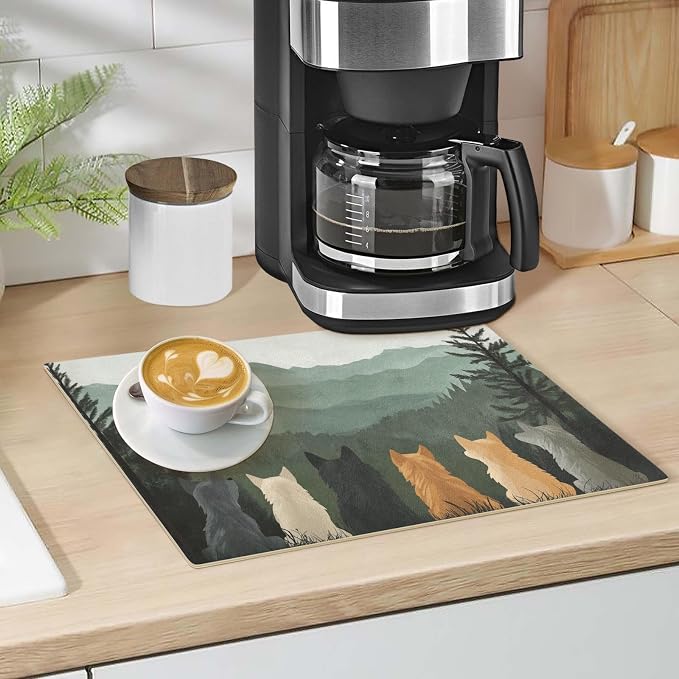 Coffee Mat Coffee Bar Station Maker Machine Pot Table Spill Mat Leather - Image 5