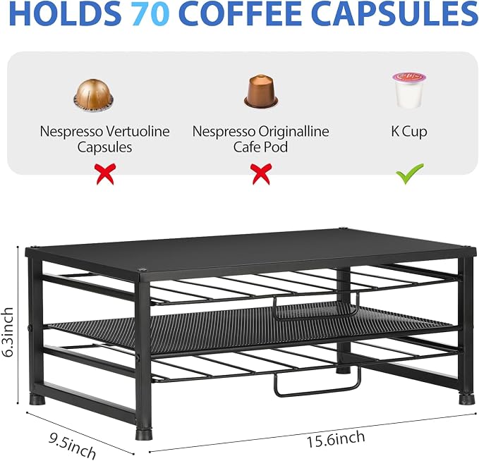 ECOLOVI K Cup Holder Organizer for 70 Pods, 2-Tier Coffee Pod Holder for K-Cup - Image 2