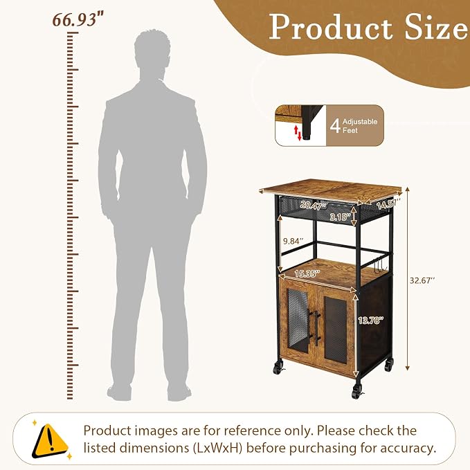 3 Tier Slim Rolling Coffee Cart - Image 3