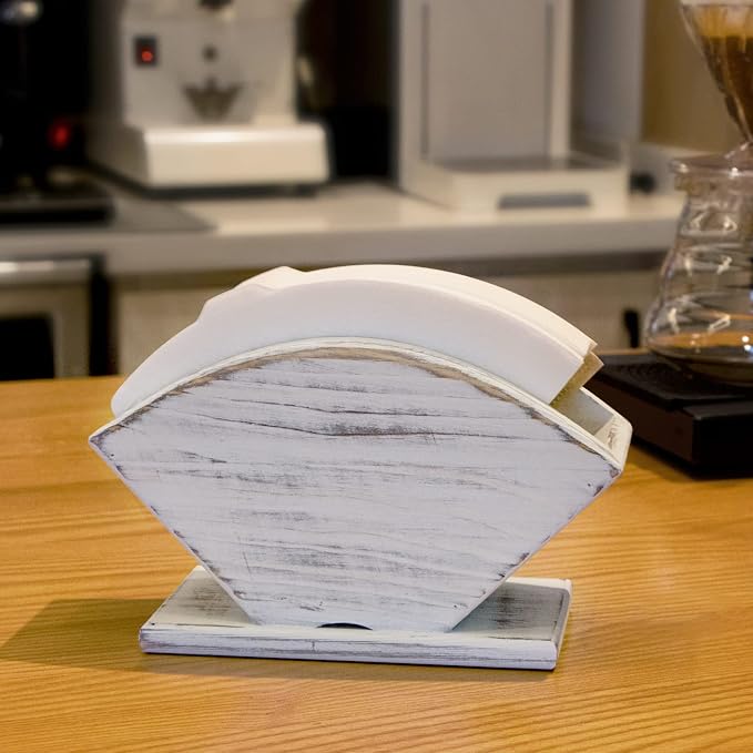 ANBOXIT Coffee Filter Holder, Farmhouse White Pine Wood Coffee Filter Holder - Image 2
