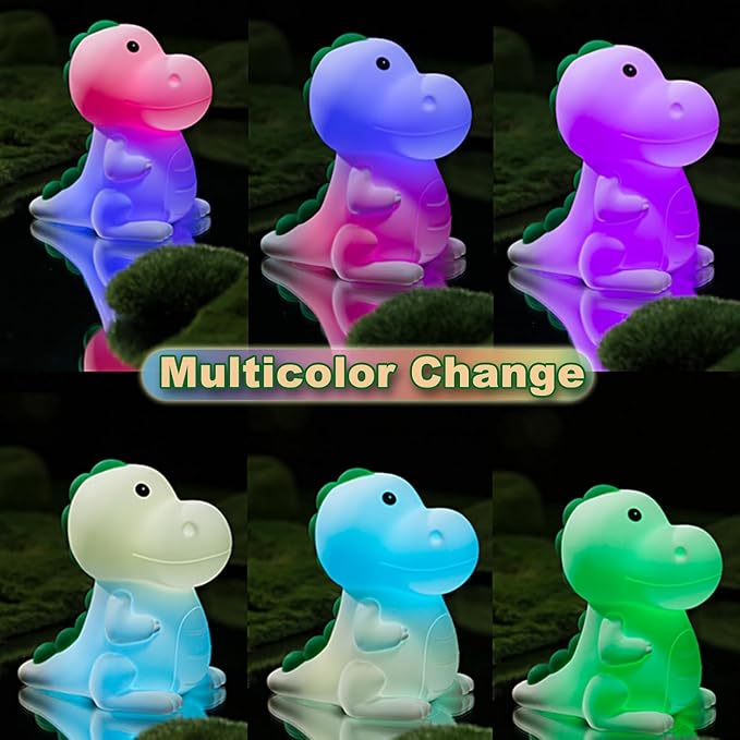 Dinosaur Night Light Adults Kids, LED Dimmable Animal Silicone Sleep Night Lamp - Image 3