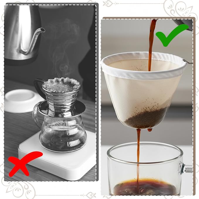1Pcs Coffee Sock Strainer with Wooden Handle, 7.7 x 4.5 inches Washable - Image 5