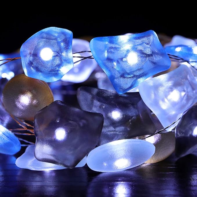 WSgift Sea Glass String Lights, Beach Theme Decorative Lights 19 Ft 40 LED USB - Image 4