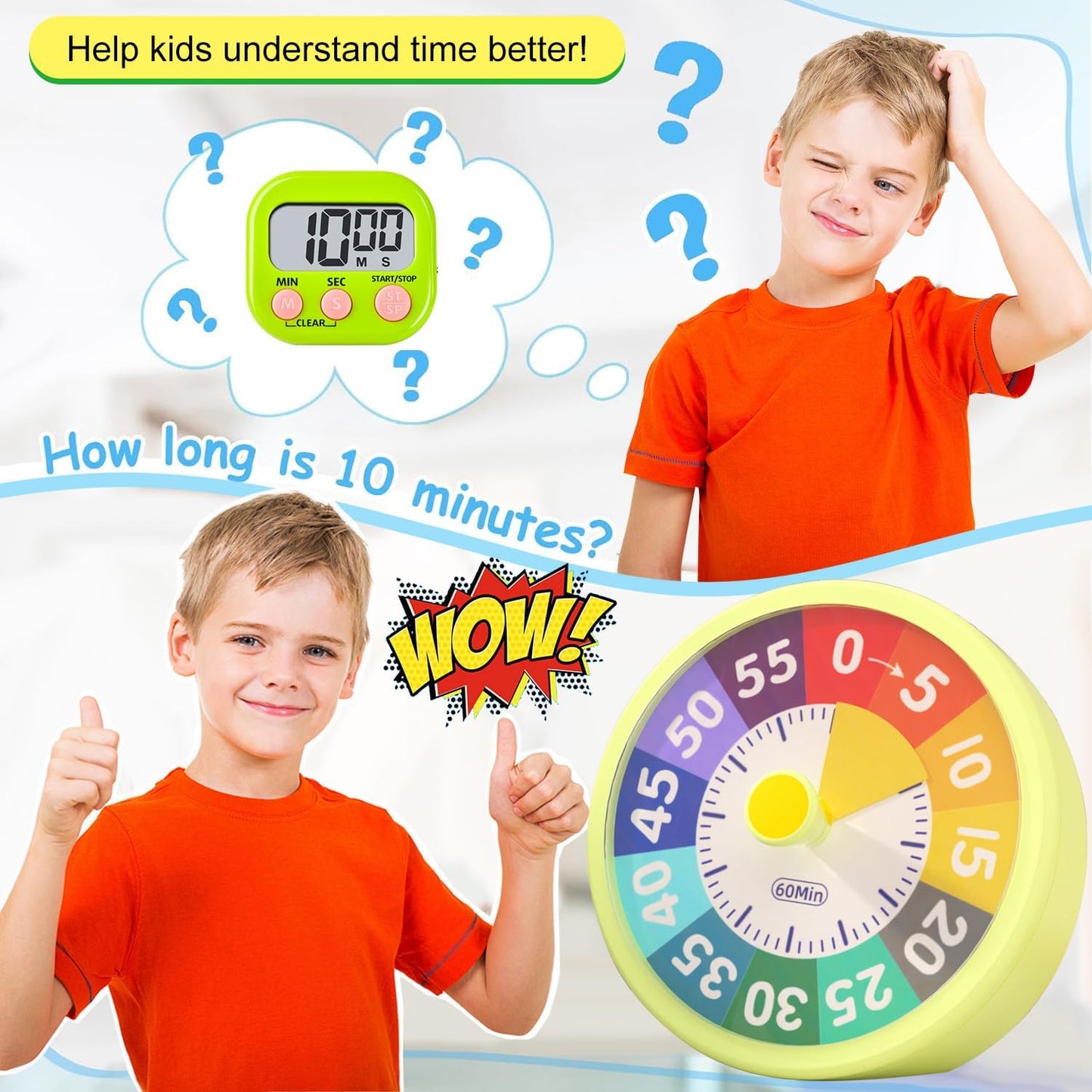 G.CATACC 60 Minute Visual Timer for Classroom Kids Teachers, 4-Inch Countdown Timer for Kitchen Cooking, Toddler, Training, Study, Work (Battery Not Included)