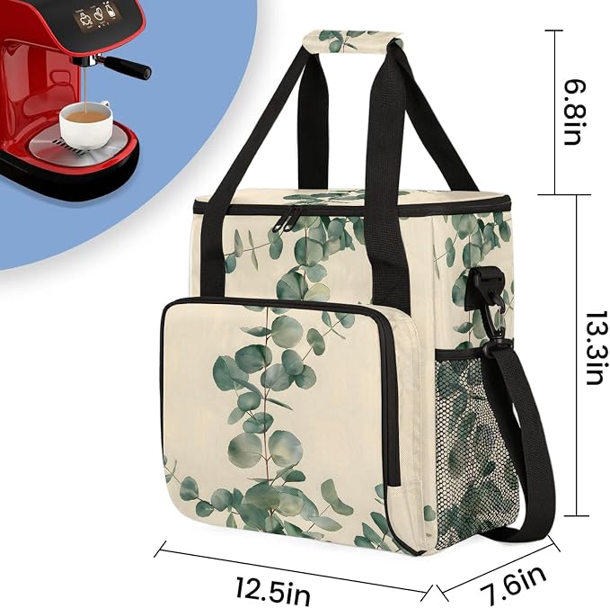 Eucalyptus Leaves Coffee Maker Carring Bag, Large Insulated Storage Organizer - Image 2