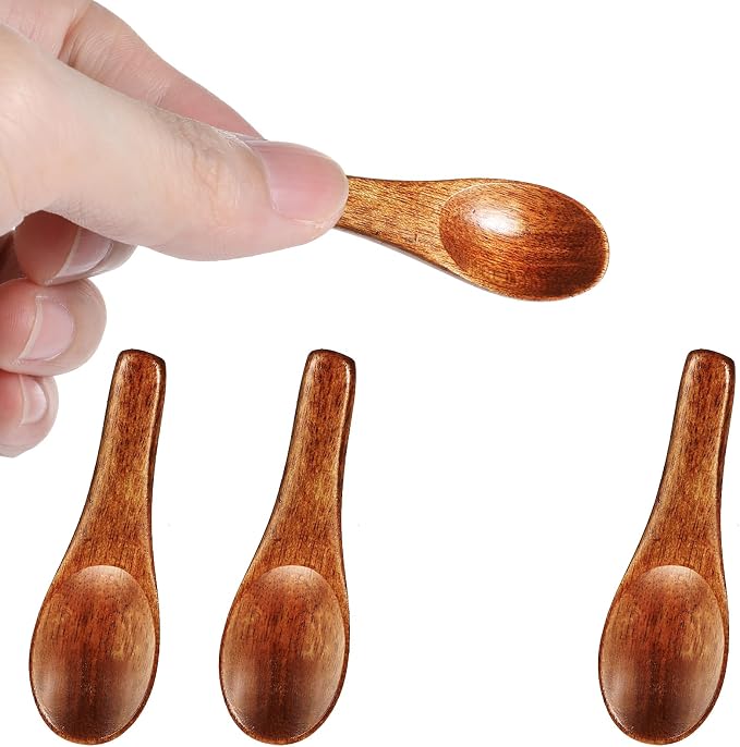 Ymapinc 4 Pcs Tiny Wooden Spoons, Handmade Mini Spoon by Unknown