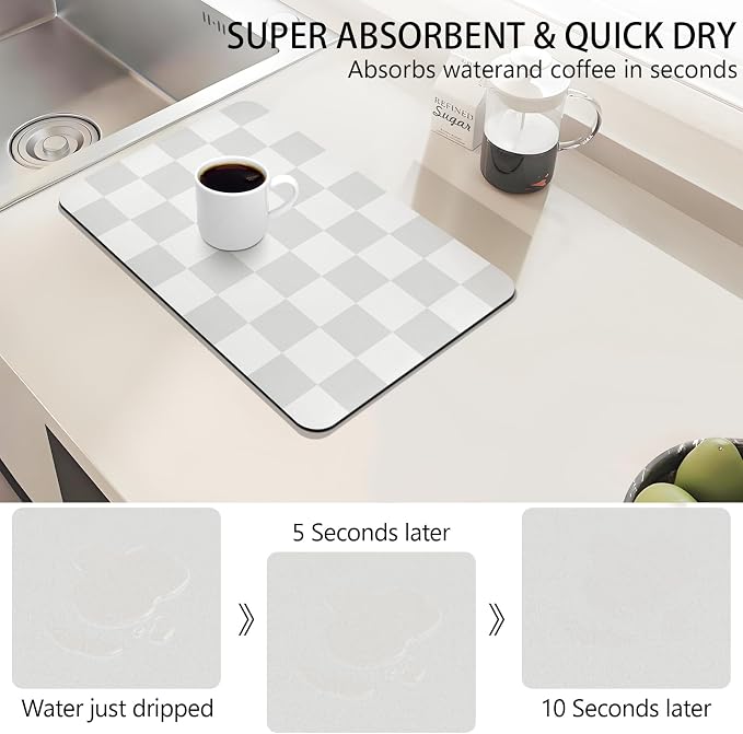 Dish Drying Mat for Kitchen Counter, Coffee Bar Mat - Image 3